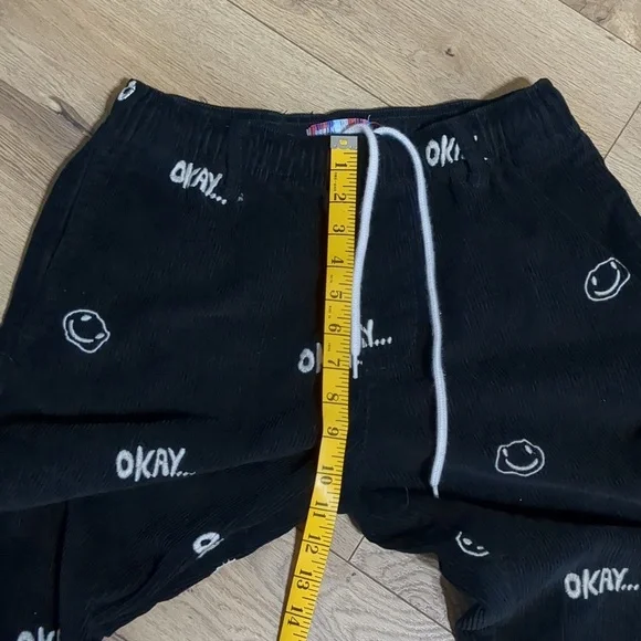 UO Smiley Faces Embroidered Corduroy Black Pants Unisex Size Small NWOT - Picture 7 of 12